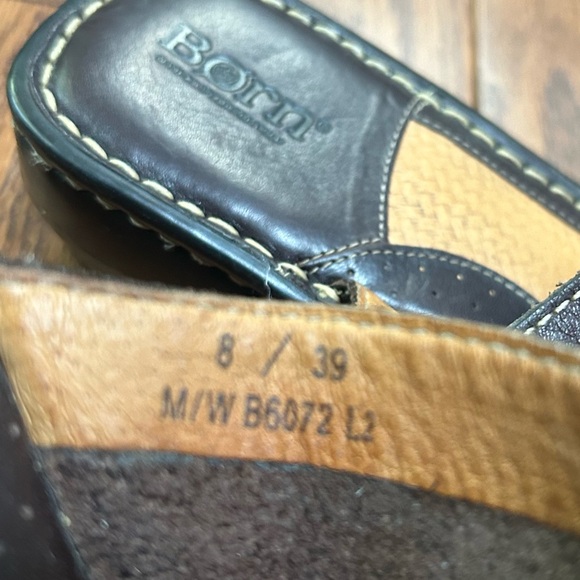 Born Dark Brown Leather Slide Wedge Sandals - size 8 - Picture 9 of 10